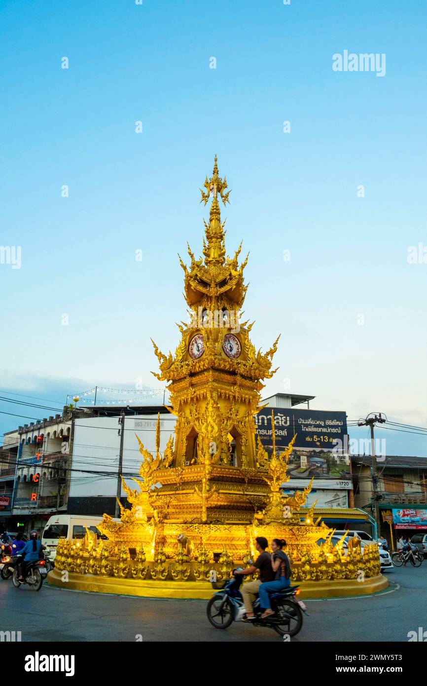 Thailand, Chiang Rai, der Uhrenturm Stockfoto