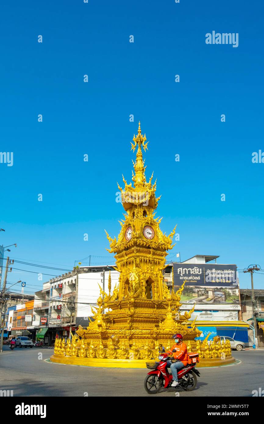 Thailand, Chiang Rai, Uhrenturm Stockfoto