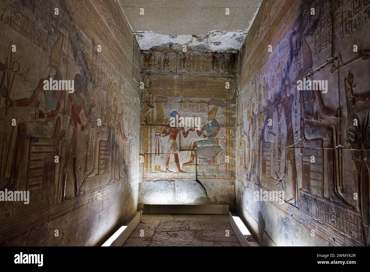Ägypten, Sohag, Abydos, Abydos Pilgerstadt der Pharaonen, die von der UNESCO zum Weltkulturerbe erklärt wurde, Tempel von Seti I. Stockfoto