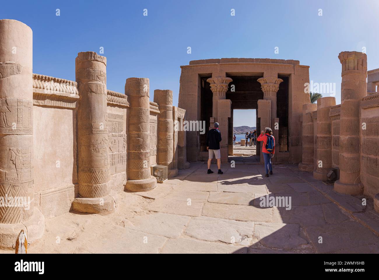 Ägypten, Assuan, nubische Denkmäler von Abu Simbel bis Philae, die von der UNESCO zum Weltkulturerbe erklärt wurden, Philae, Hathor Tempel Stockfoto