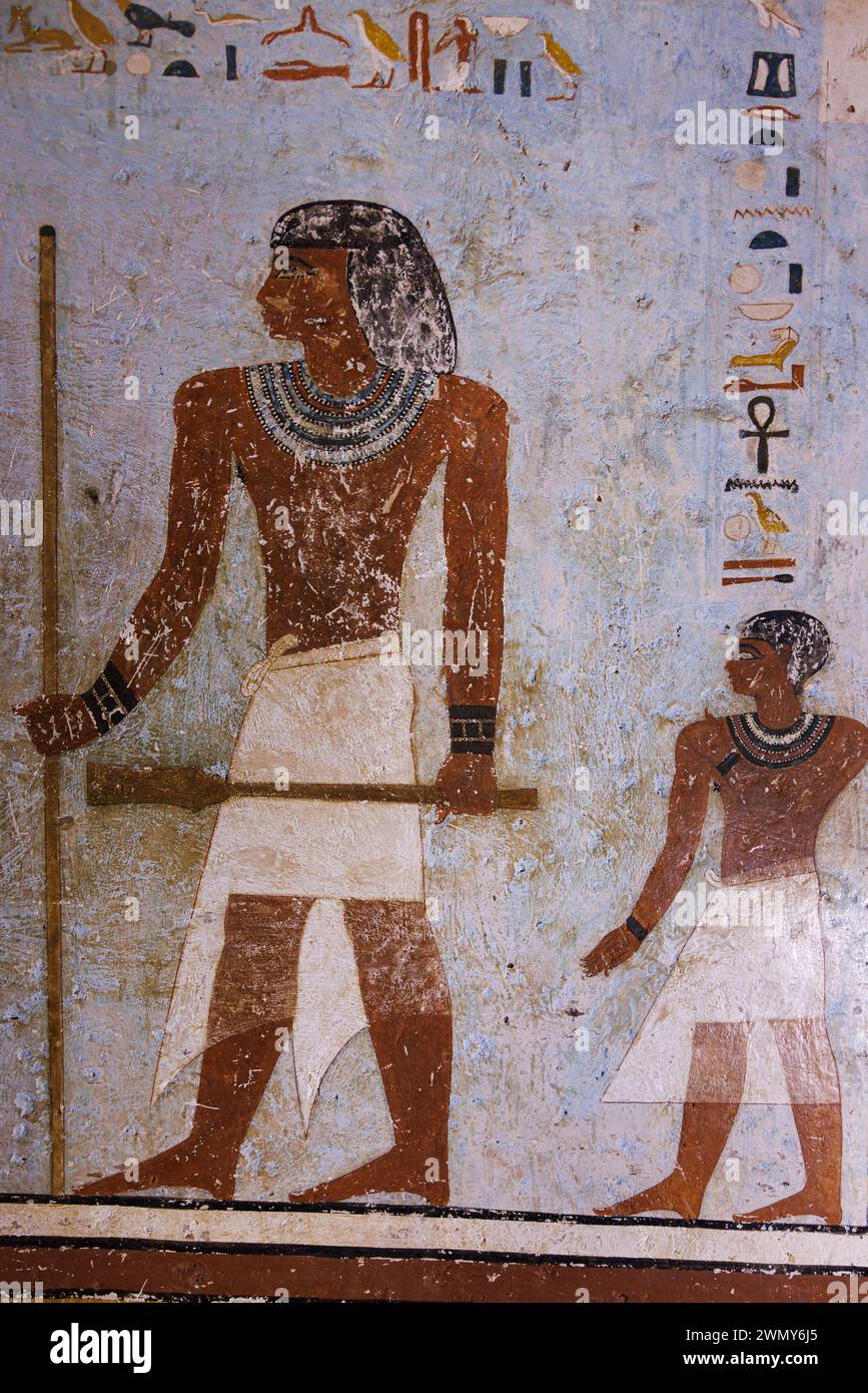 Ägypten, Assuan, Adelsgräber, Sirenput II. Grabmal, Gemälde Stockfoto