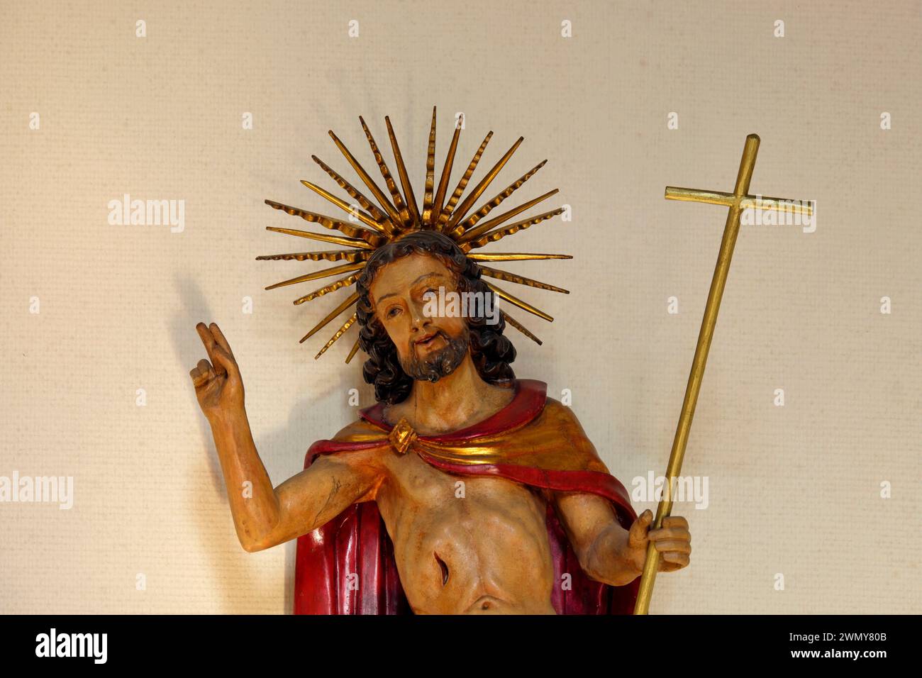 Frankreich, Haut Rhin, Kientzheim, Kirche Notre Dame des Douleurs aus dem 18. Jahrhundert, Christus der Auferstehung aus dem 18. Jahrhundert Stockfoto