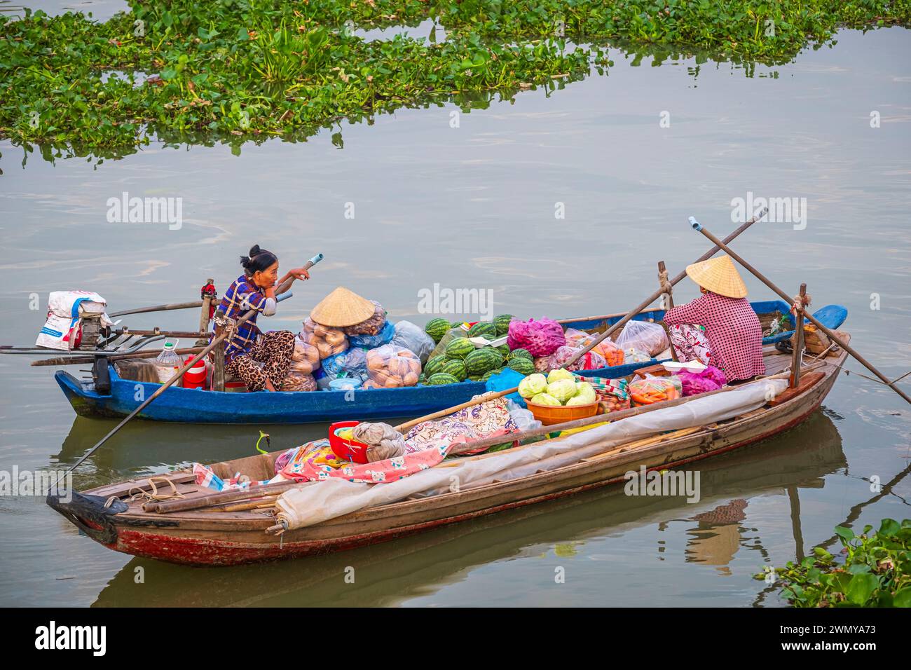 Vietnam, Mekong Delta, Cai Rang Bezirk, Cai Rang schwimmenden Markt am Can Tho Fluss Stockfoto