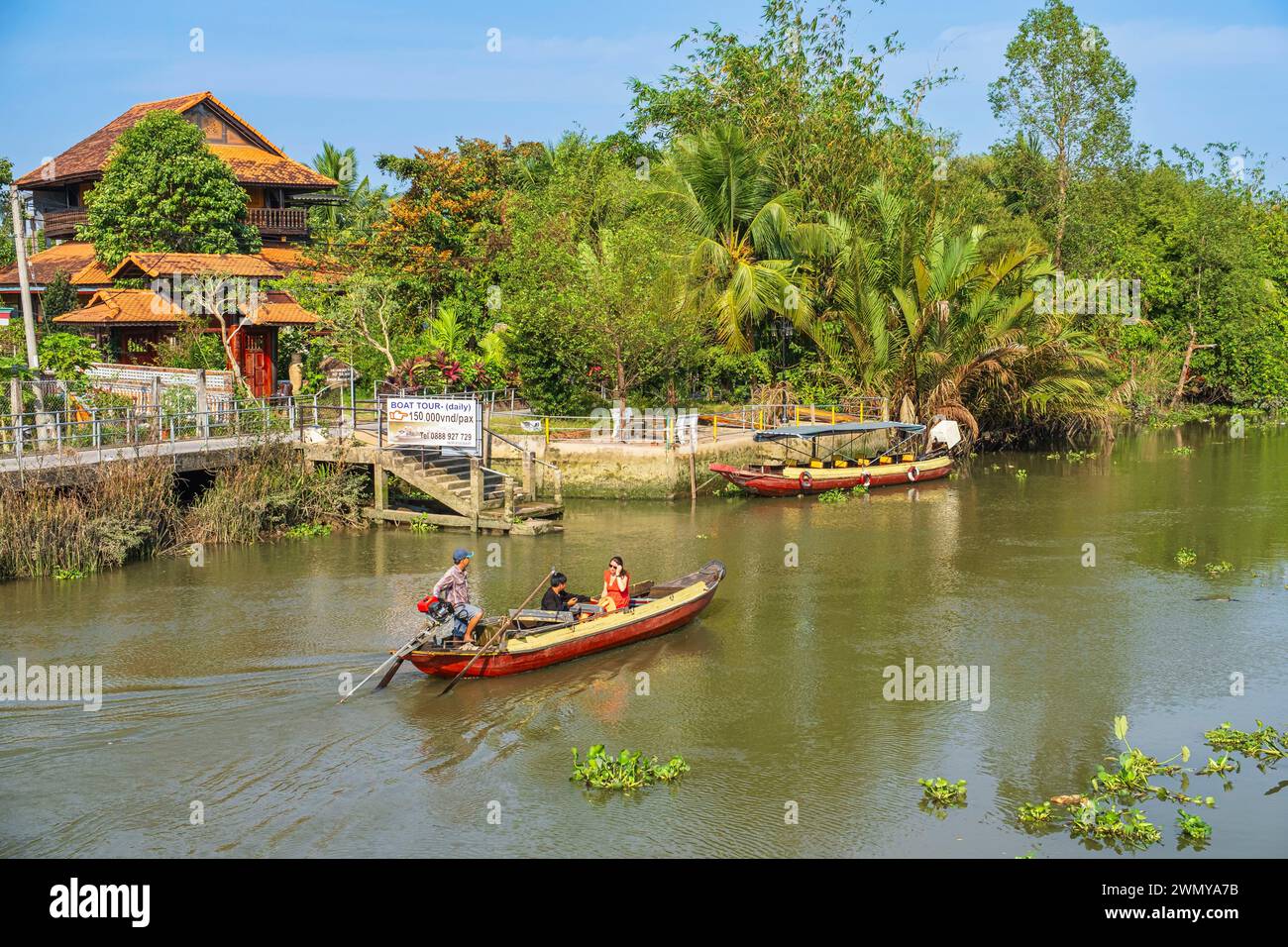 Vietnam, Mekong Delta, Bootsfahrt auf den Kanälen der Phong Dien Region Stockfoto