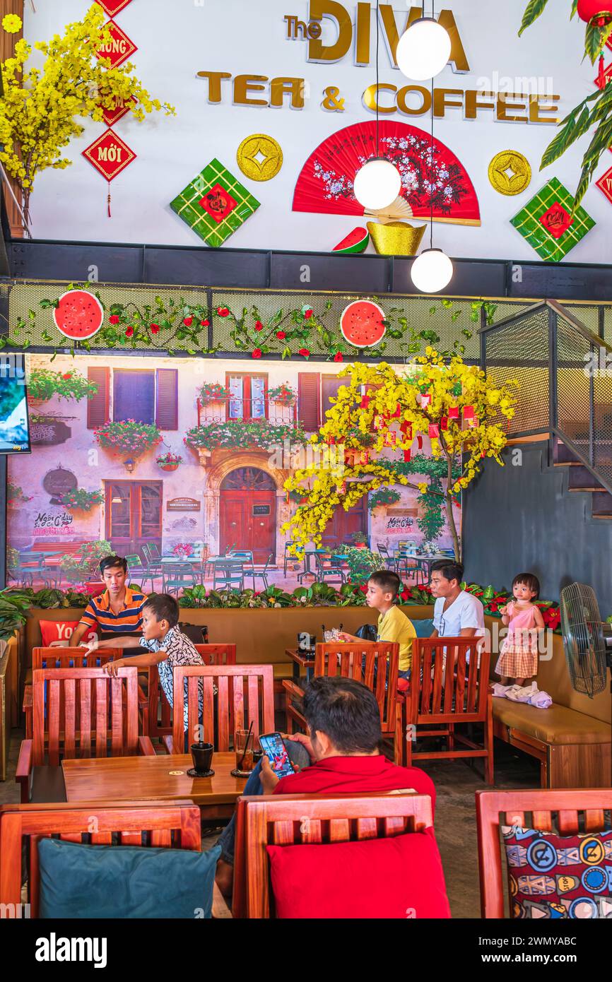 Vietnam, Mekong Delta, Provinz Kien Giang, Rach Gia, DIVA Tee & Kaffee Stockfoto