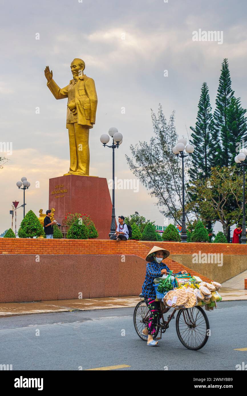 Vietnam, Mekong Delta, Can Tho, Statue von Ho Chi Minh auf der Ninh Kieu Wharf Stockfoto