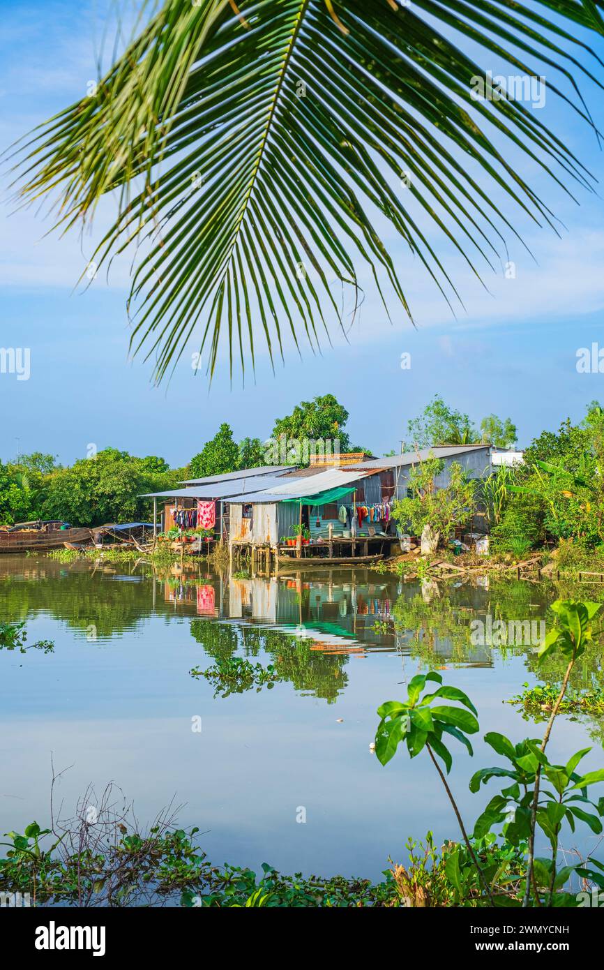 Vietnam, Mekong Delta, Vinh Long Provinz, eine Binh Insel, die Insel wird von vielen Kanälen oder Arroyos durchzogen Stockfoto
