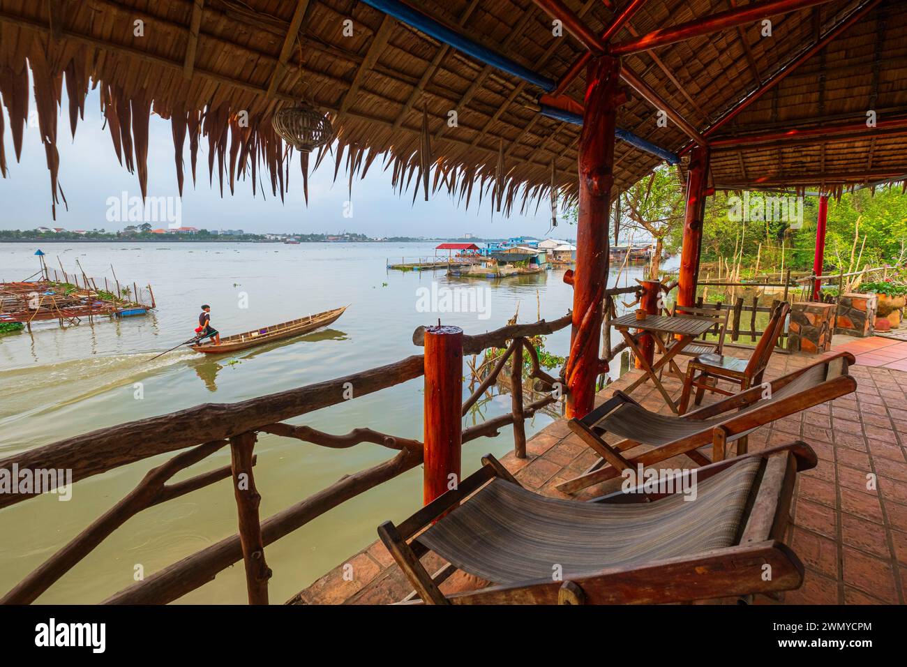 Vietnam, Mekong Delta, Provinz Vinh Long, an Binh Island, Mekong Riverside Homestay am Ufer des Co Chien River, Nebenfluss des Mekong Stockfoto