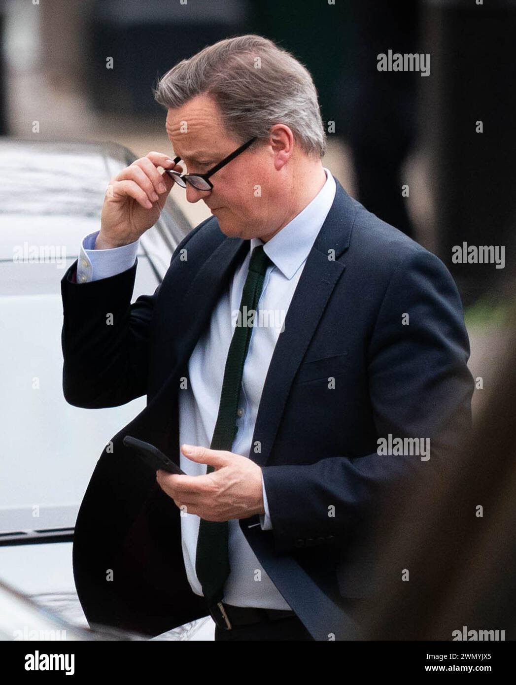 Außenminister Lord David Cameron kommt im Auswärtigen Amt in London an. Bilddatum: Mittwoch, 28. Februar 2024. Stockfoto