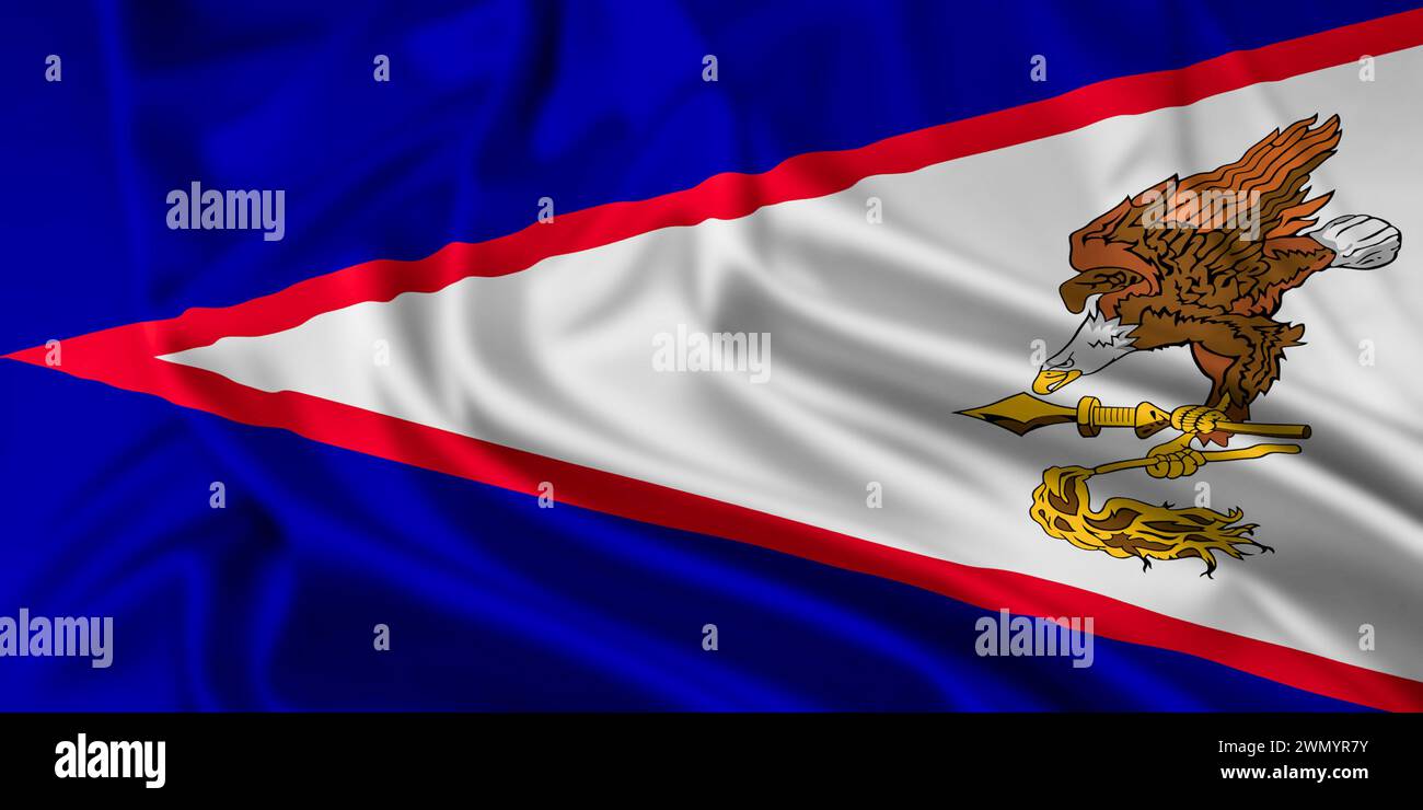 Die Flagge des US-Territoriums von Amerikanisch-Samoa wackelte Stockfoto