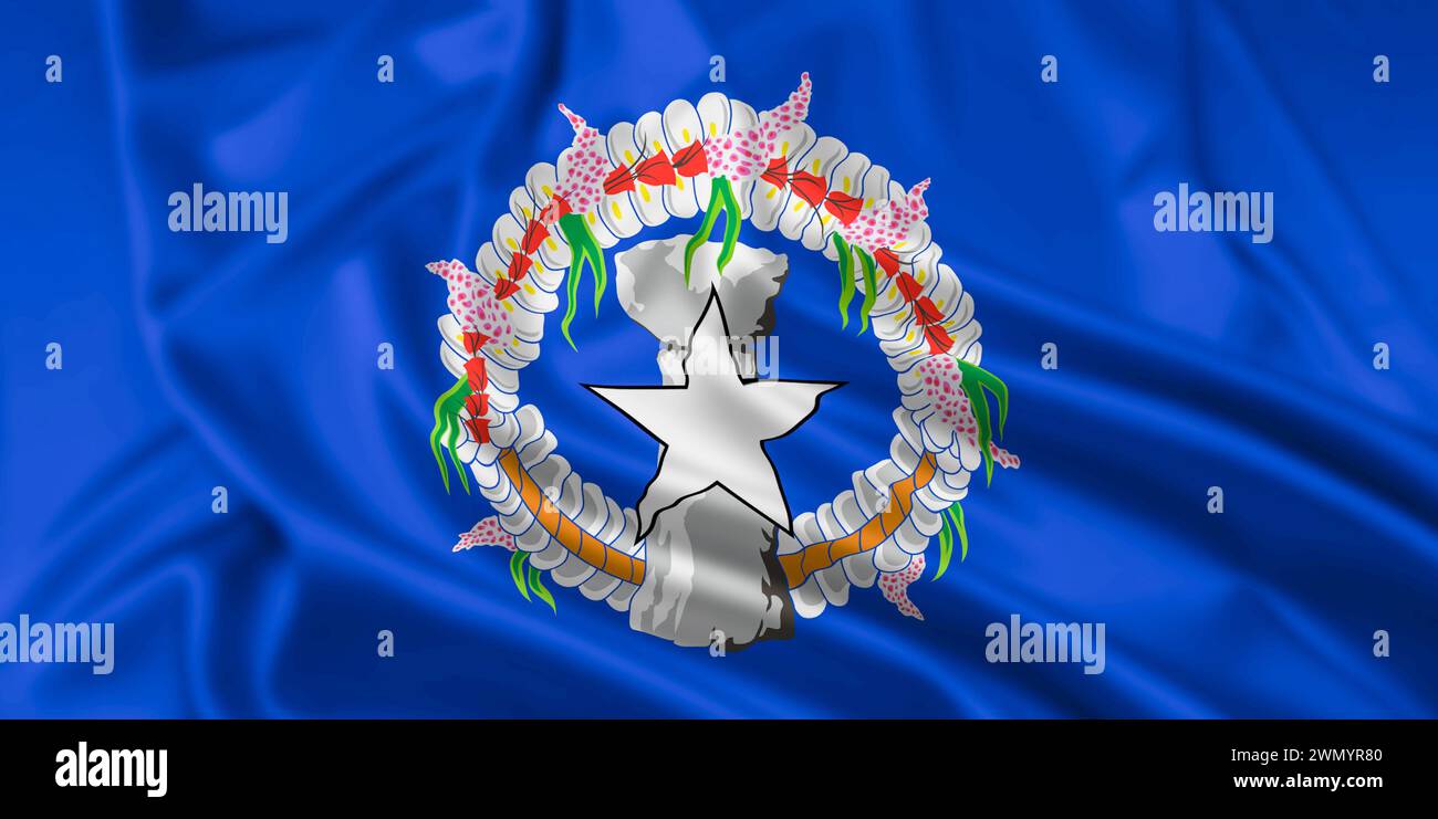 Die Flagge des US-Territoriums der Nördlichen Marianen wackelte Stockfoto