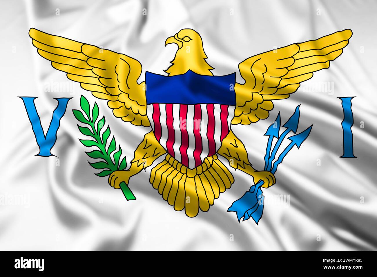 Die Flagge des US-Territoriums der amerikanischen Jungferninseln wackelte Stockfoto