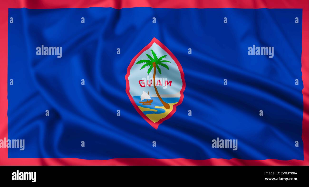Die Flagge des Territoriums der Vereinigten Staaten von Guam wackelte Stockfoto