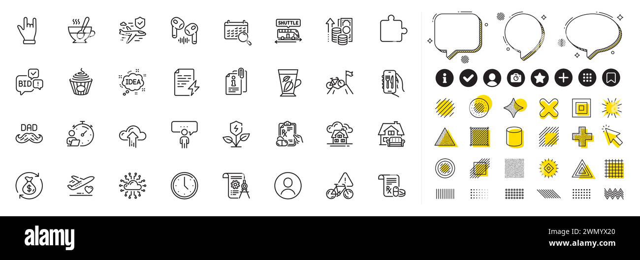 Set mit Vatertag, verschreibungspflichtigen Medikamenten und Eco Power Line Symbolen für die Web-App. Piktogrammsymbol Vektor Stock Vektor