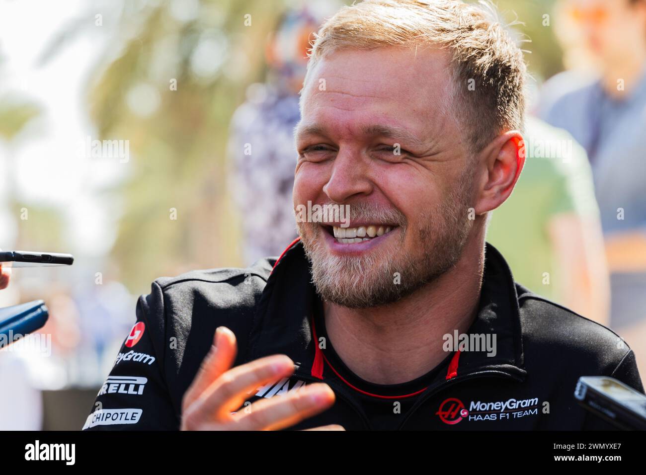 MANAMA, BAHRAIN, BAHRAIN International Circuit, 28.Feb.2024: Kevin Magnussen aus Dänemark und MoneyGram Haas F1 Team während der Formel 1 Bahrain Grand PR Stockfoto