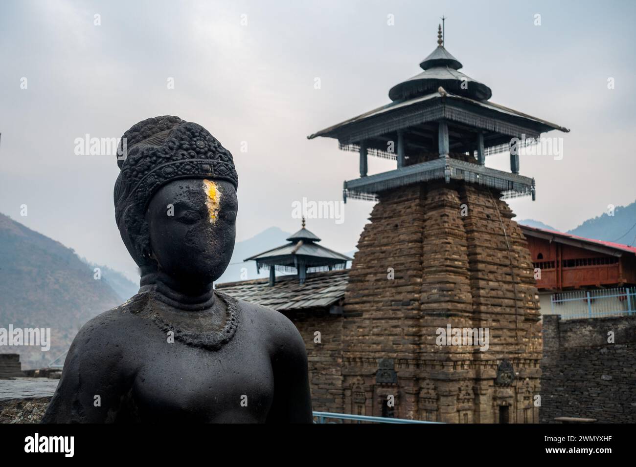 Februar 2024, Uttarakhand India.Lakhamandal Temple Dvarapala: Antike Skulpturen von Türstehern, Uttarakhand, Indien Stockfoto