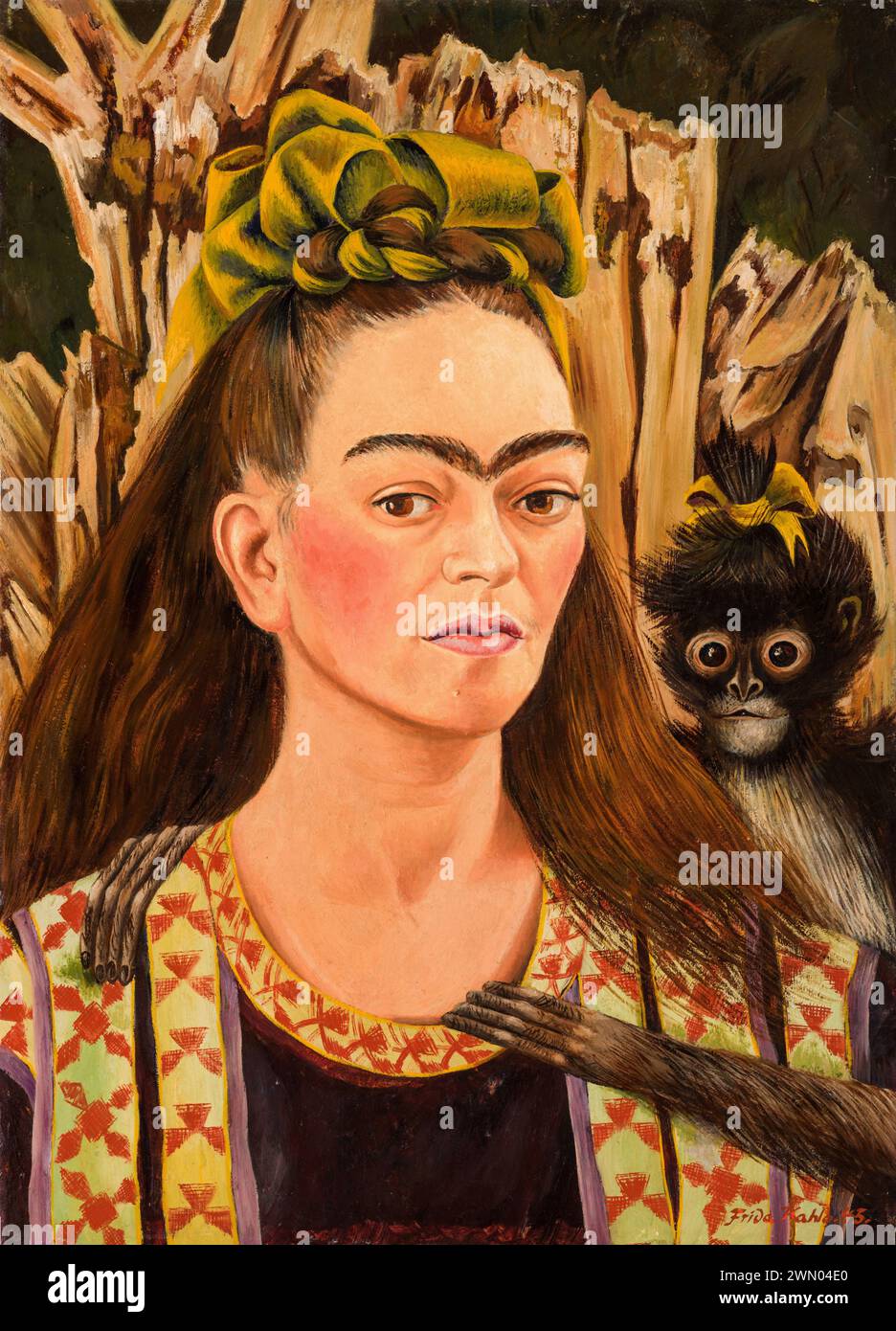 Frida Kahlo - Selbstporträt mit Affen - 1945 Stockfoto