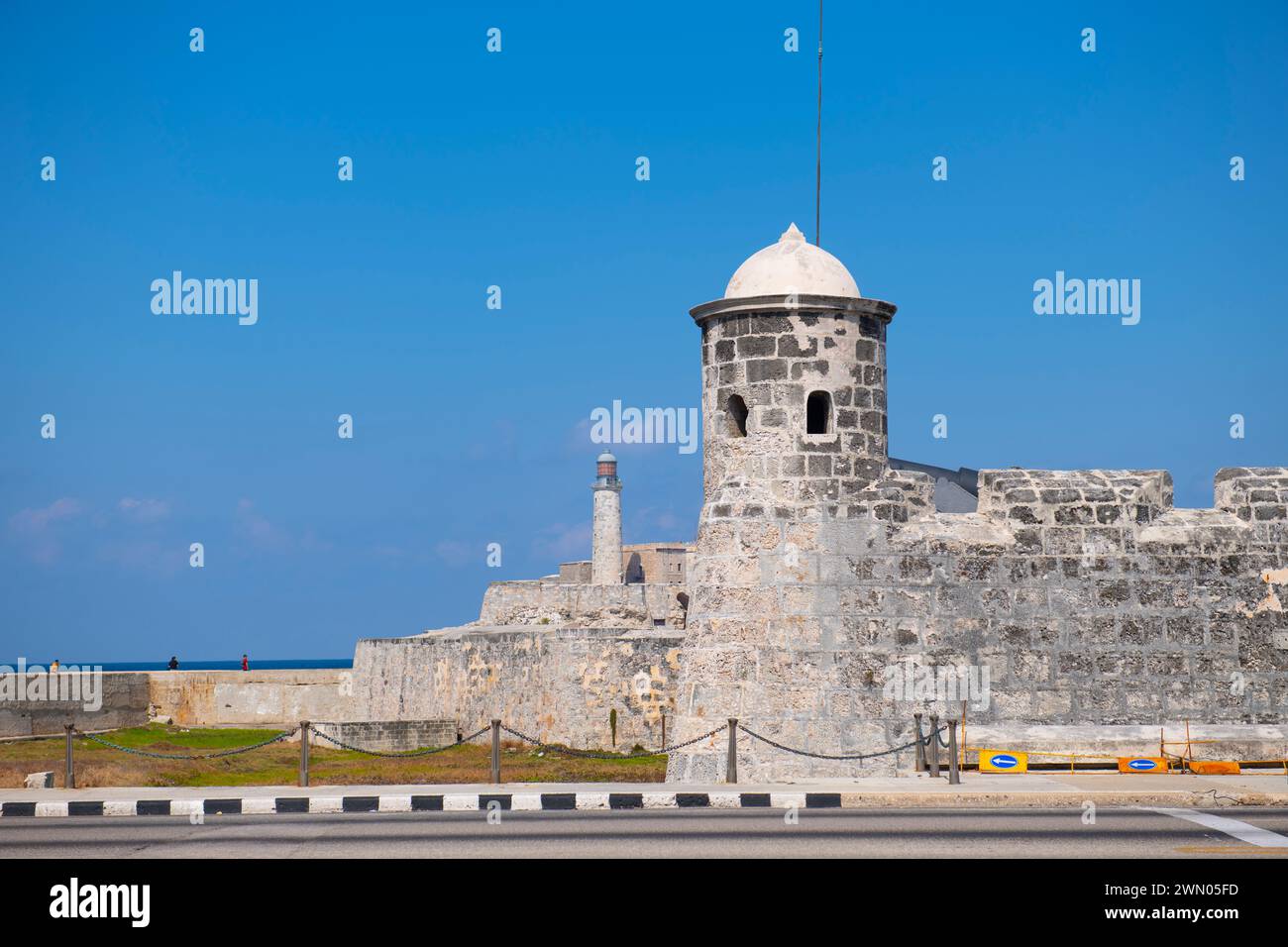 Castillo de San Salvador de la Punta Sentry Box an der Mündung des Hafens von Havanna in Old Havanna (La Habana Vieja), Kuba. Old Havanna ist ein Weltkulturerbe Si Stockfoto