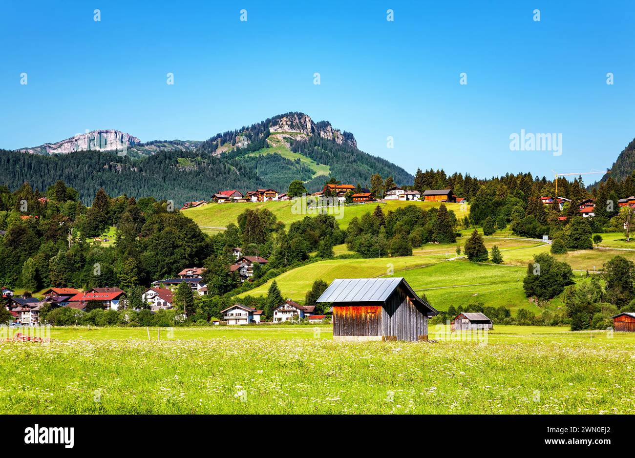 Allgäuer Alpen, Bayern, Deutschland, Europa. Die Allgäuer Alpen sind ein Gebirgszug in den Nördlichen Kalkalpen. Stockfoto