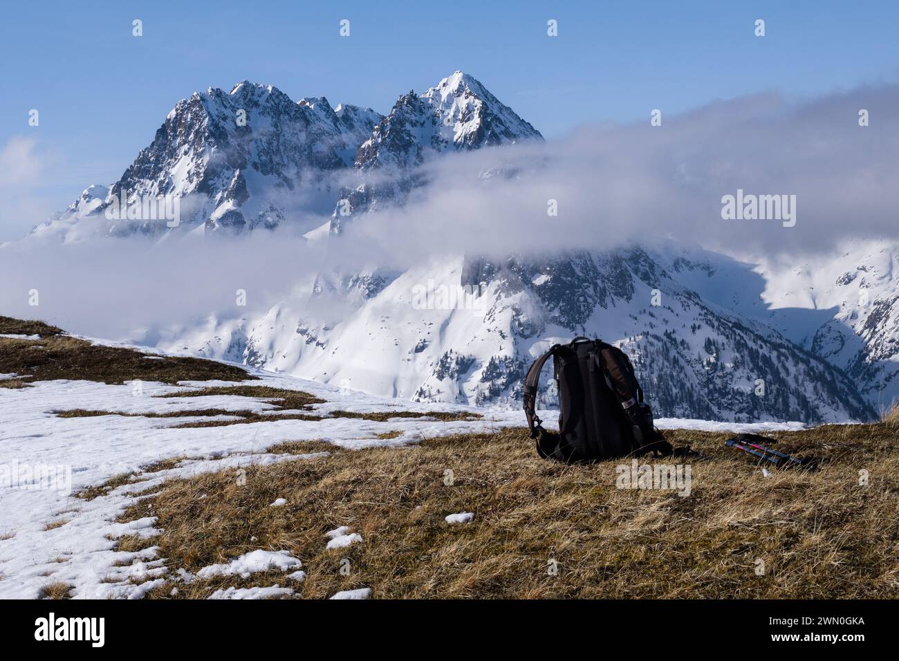 Wandern im Mont-Blanc-Massiv, Frankreich. Stockfoto