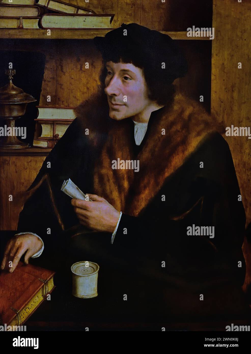 Pieter Gillis 1517 von Quinten Massys (1466 - 1530) Flämisch Belgien Königliches Museum der Schönen Künste, Antwerpen, ( Freund von Erasmus ) Gillis hält einen Brief von Thomas More ) Stockfoto