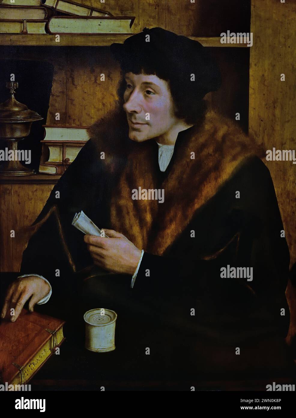 Pieter Gillis 1517 von Quinten Massys (1466 - 1530) Flämisch Belgien Königliches Museum der Schönen Künste, Antwerpen, ( Freund von Erasmus ) Gillis hält einen Brief von Thomas More ) Stockfoto