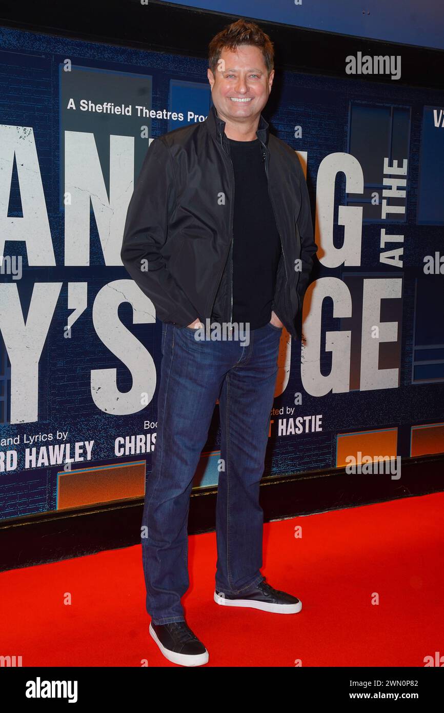 George Clarke kommt an der West End-Eröffnungsnacht des Musicals Standing at the Sky's Edge im Gillian Lynne Theatre in London an. Bilddatum: Mittwoch, 28. Februar 2024. Stockfoto