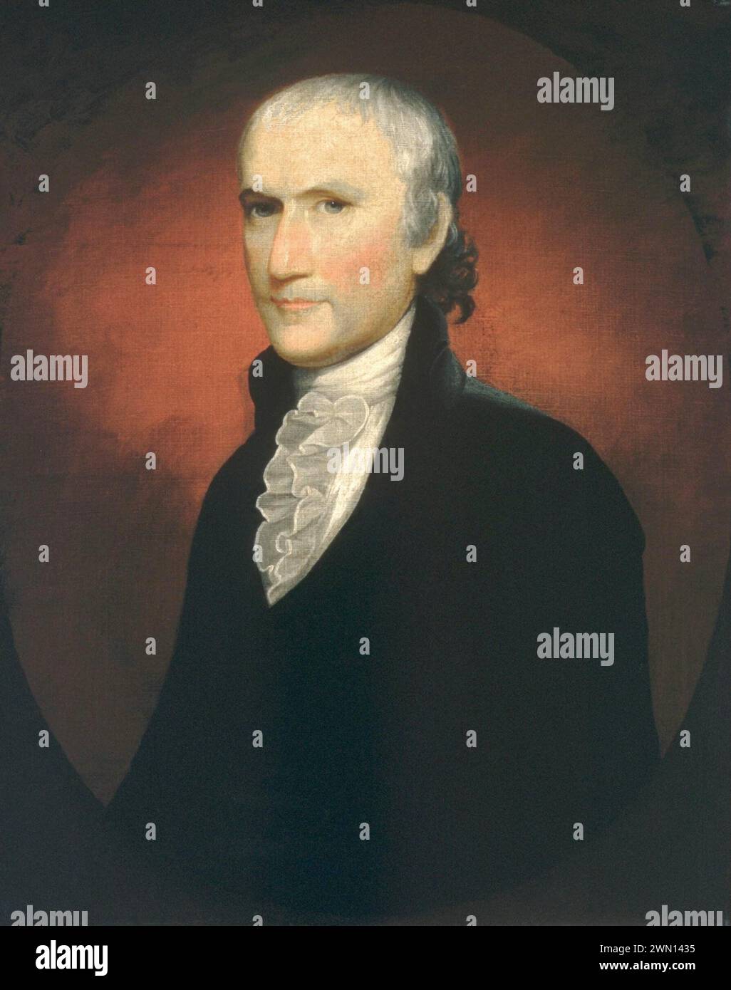 Egbert Benson (1746–1833) war ein US-amerikanischer Jurist, Jurist und Politiker, der New York State im Kontinentalkongress, im Annapolis Convention und im Repräsentantenhaus der Vereinigten Staaten vertrat, Ölgemälde des Künstlers John Vanderlyn nach Gilbert Stuart, Datum: CA. 1794 Stockfoto