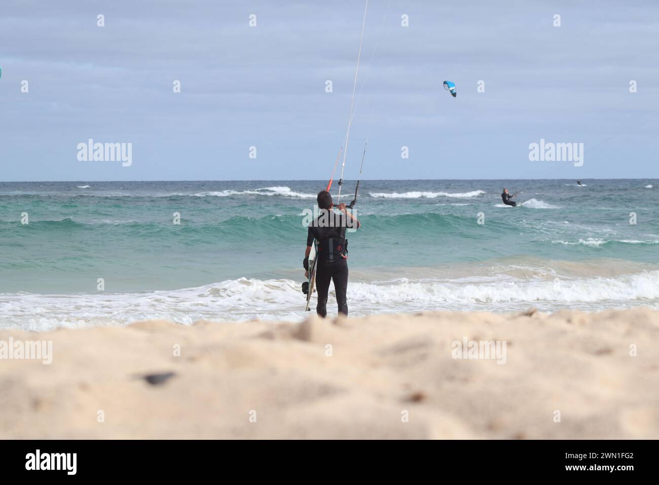 Kitetag am Kitestrand Sal Island Kap Verde Stockfoto
