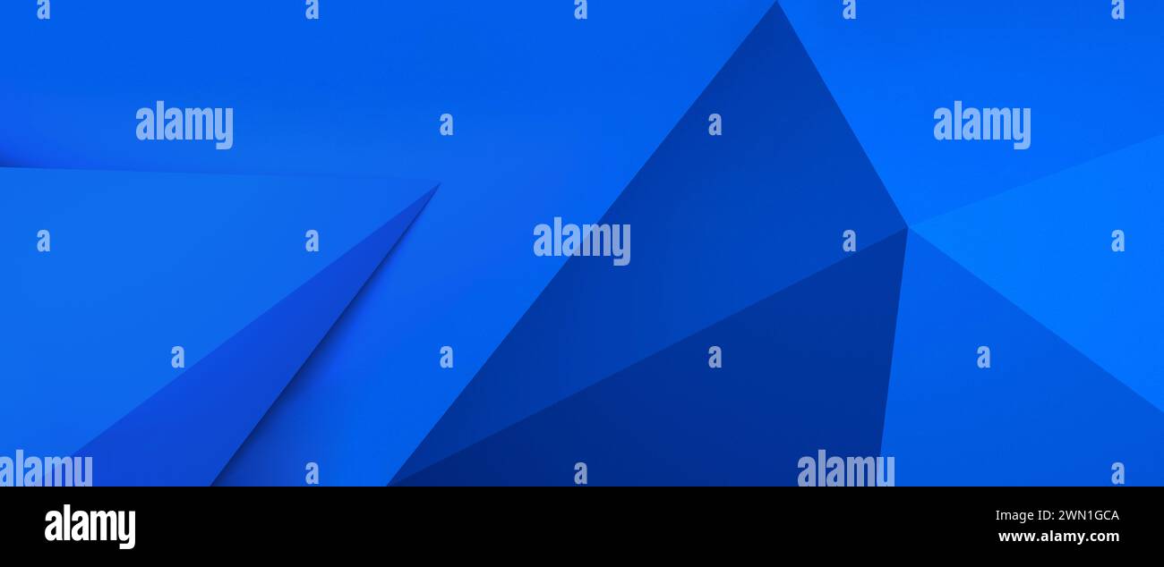 Abstrakter blauer Hintergrund mit Dreiecken. 3D-Rendering. Stockfoto