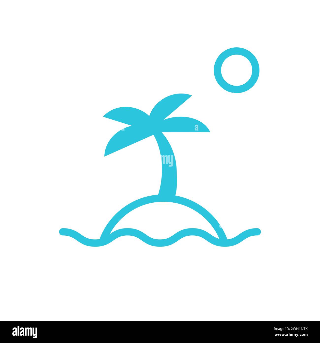 Insel mit Palmensymbol. Aus blauer Symbolgruppe. Stock Vektor