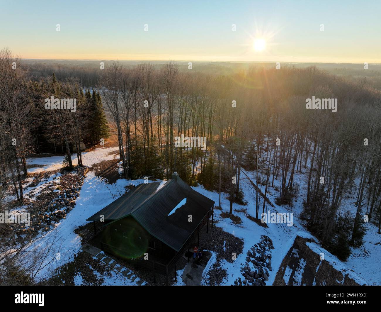 Winter-Sonnenuntergang Stockfoto