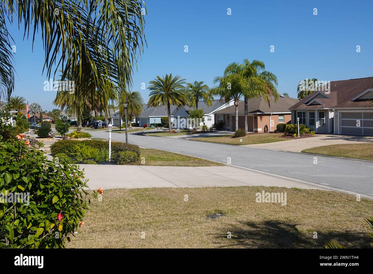 USA Florida die Dörfer leben in einer Nachbarschaft Senioren-Pensionsgemeinschaft in Zentral-Florida Stockfoto