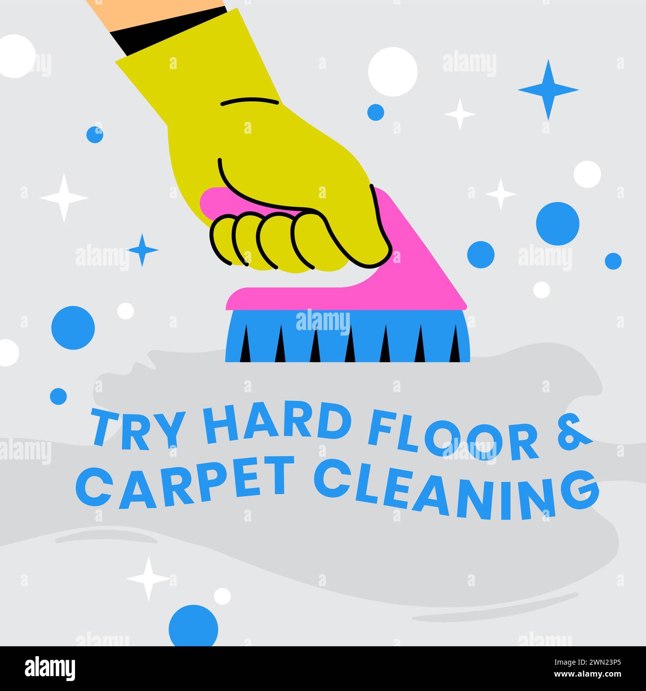 Versuchen Sie, Boden und Teppich zu reinigen, helfen Sie bei den Arbeiten Stock Vektor