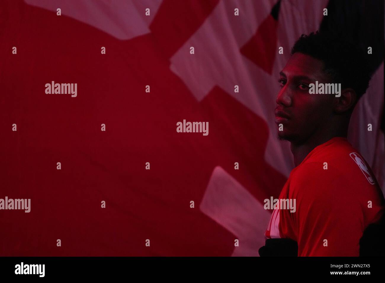 Toronto, Kanada Februar 2024. Am 28. Februar 2024, Toronto, ON, CAN: Toronto Raptors’ RJ Barrett wird am Mittwoch, den 28. Februar 2024 in Toronto während einer Pause in der NBA-Basketball-Action gegen die Dallas Mavericks gezeigt. (Foto: © Chris Young/The Canadian Press via Credit: Zuma Press/Alamy Live News Stockfoto