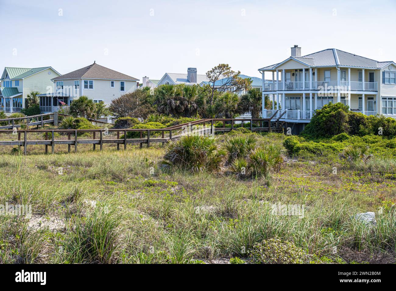 Strandhäuser auf Tybee Island in der Nähe von Savannah, Georgia. (USA) Stockfoto