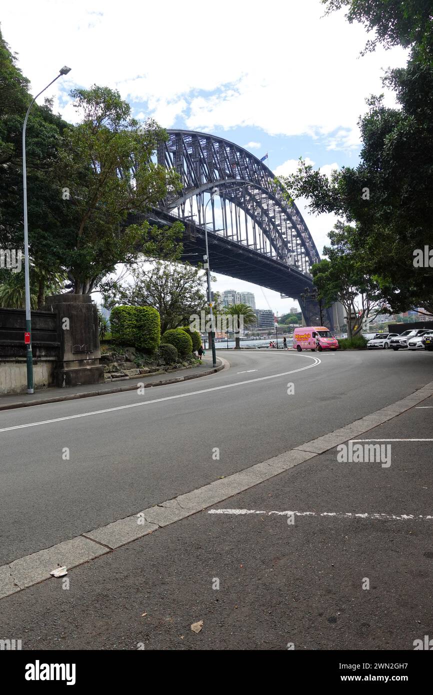 Sydney Harbour Bridge, Blick von der Hickson Road Stockfoto