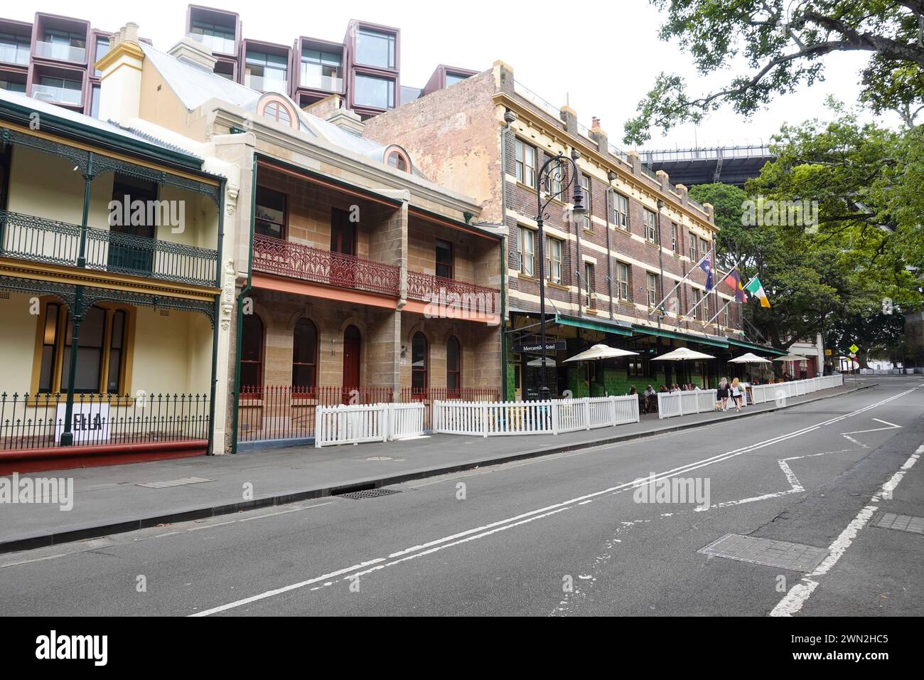 George Street in The Rocks, Sydney, Australien Stockfoto