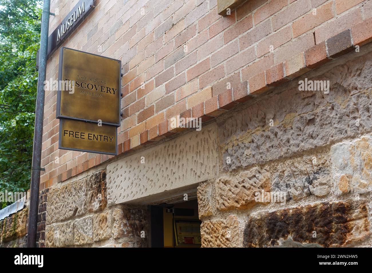 Das Rocks Discovery Museum-Schild in Sydney, Australien Stockfoto