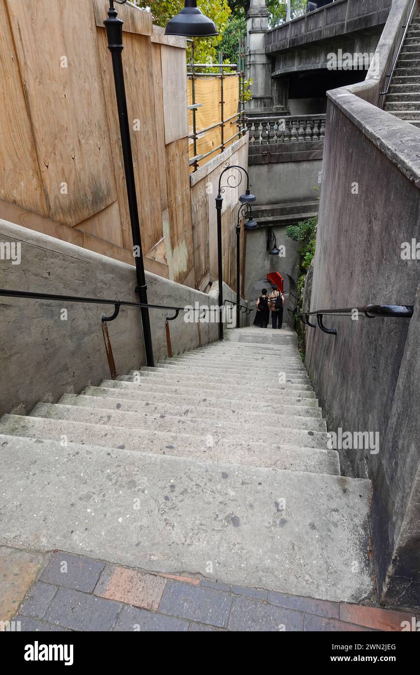 Argyle Treppen ist eine historische Treppe in The Rocks, Sydney, Australien. Sie wurde 1911-12 als Teil der Verbesserungen in errichtet Stockfoto