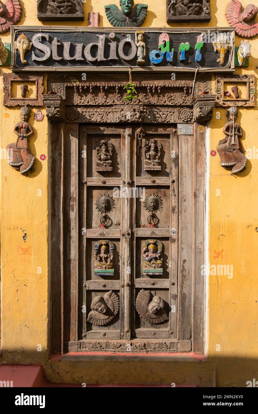 Studio Art Shop Hanuman Ghat Chandpole Udaipur Rajasthan Indien Stockfoto
