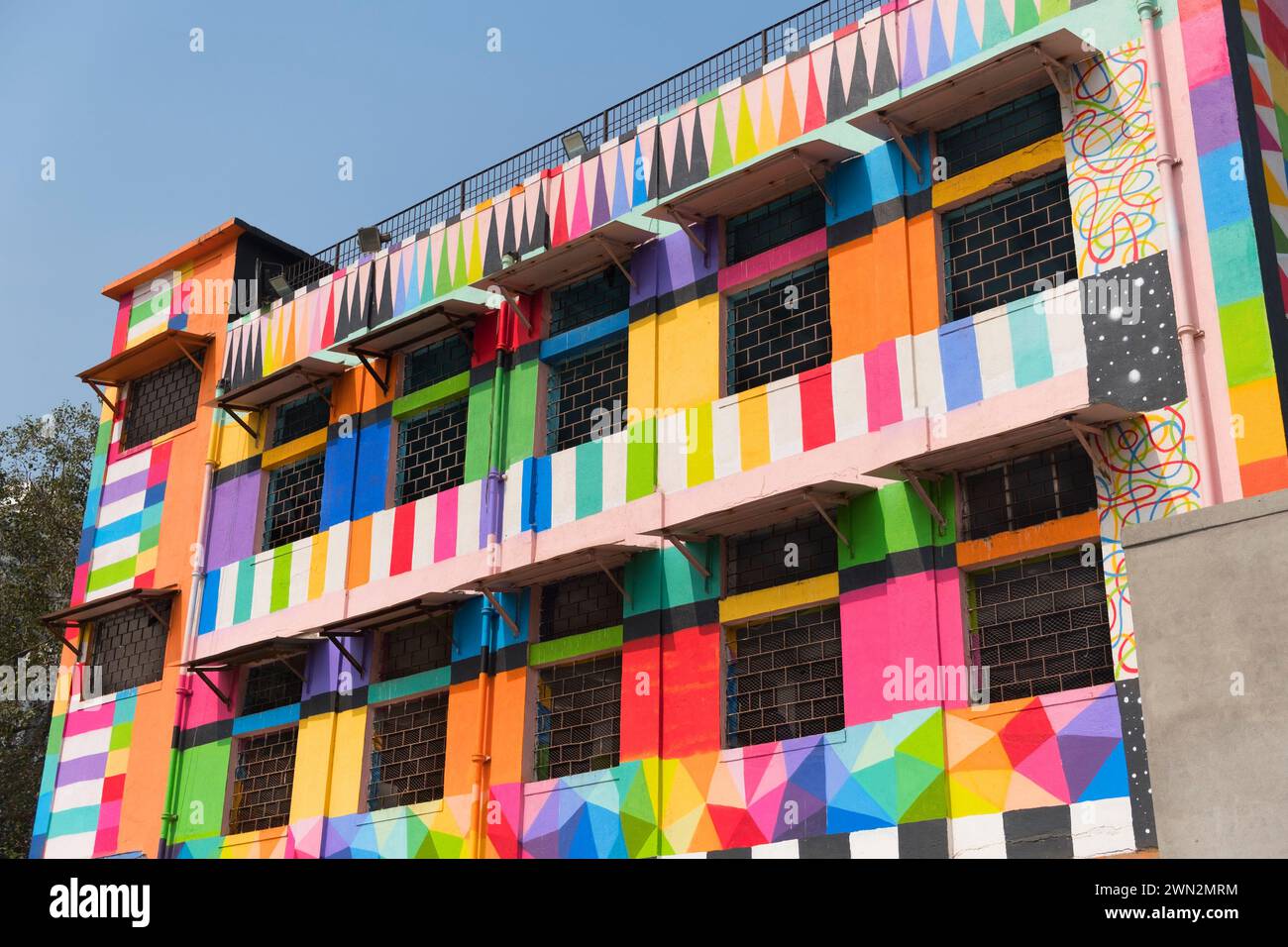 Farbenfrohes Lagerhaus Sassoon Dock Mumbai Bombay Maharashtra Indien Stockfoto