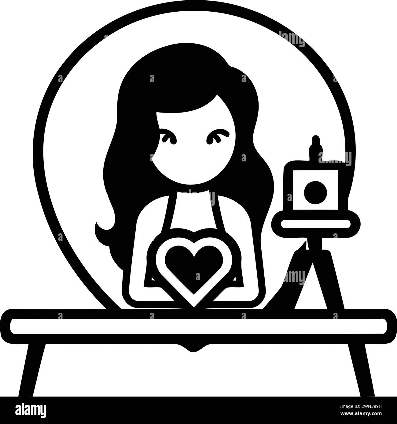 Blogger-Symbol für Mädchen. Einfache Illustration des Mädchen Blogger Vektor-Symbol für Web Stock Vektor