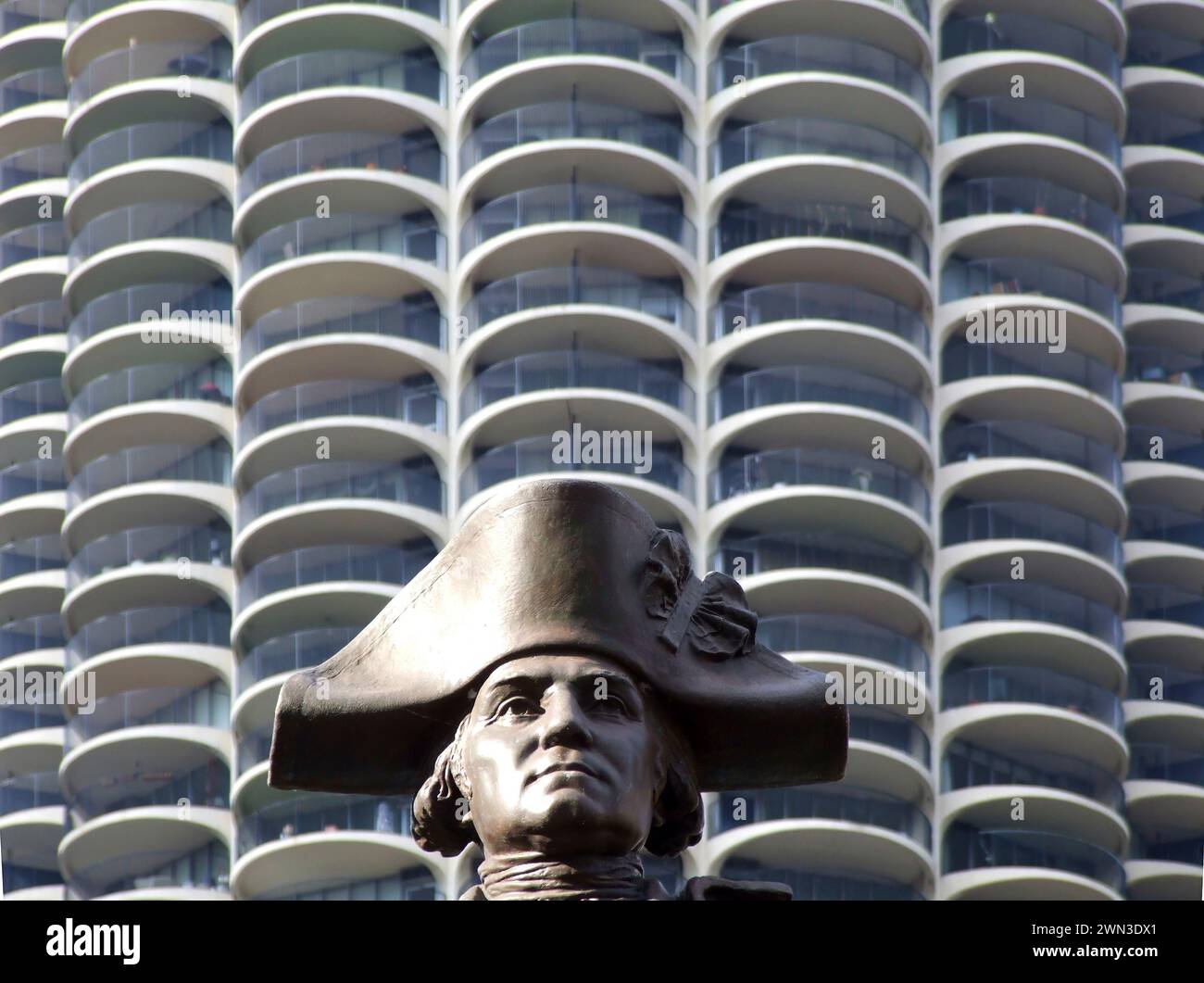 George Washington, The Heald Square Monument, Marina City, Chicago, Illinois, USA, 2006 Stockfoto