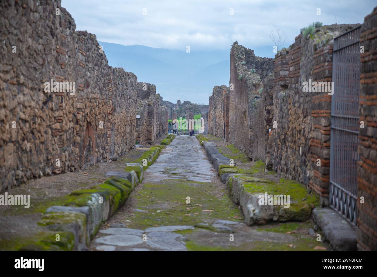 Die alte Straße/Straße in Pompeji Ruinen, Italien Stockfoto