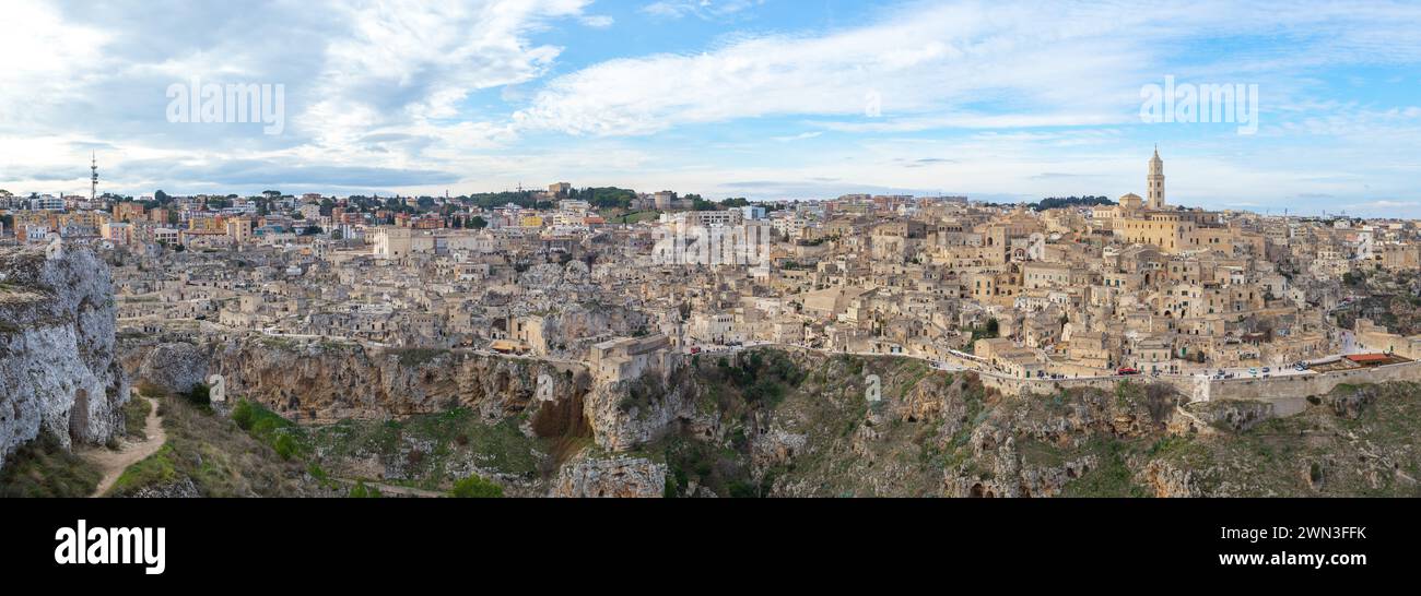 Panoramablick auf Matera sassi, Italien Stockfoto