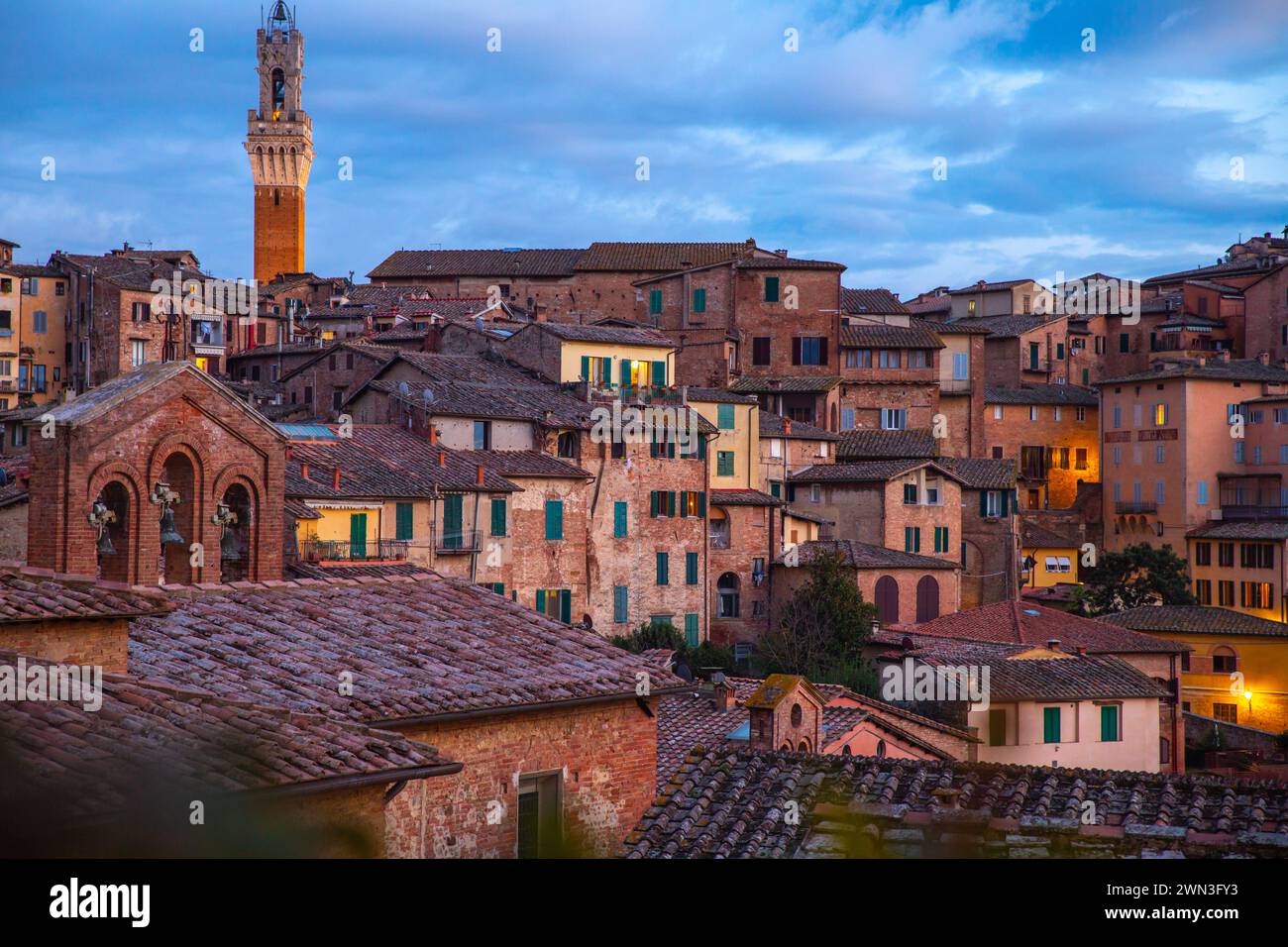 Blick auf die Gebäude in Siena, Italien Stockfoto