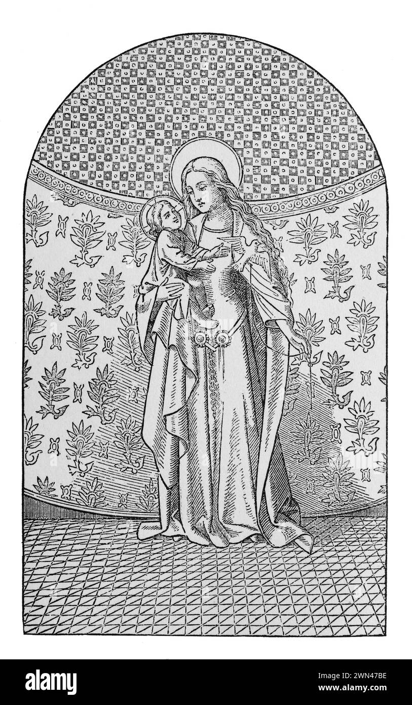 Geburt der Heiligen Jungfrau Maria, aus dem Wiener Messbuch: Stich aus dem Leben der Heiligen von Reverend Sabin Baring-Gould, veröffentlicht 1898 Stockfoto
