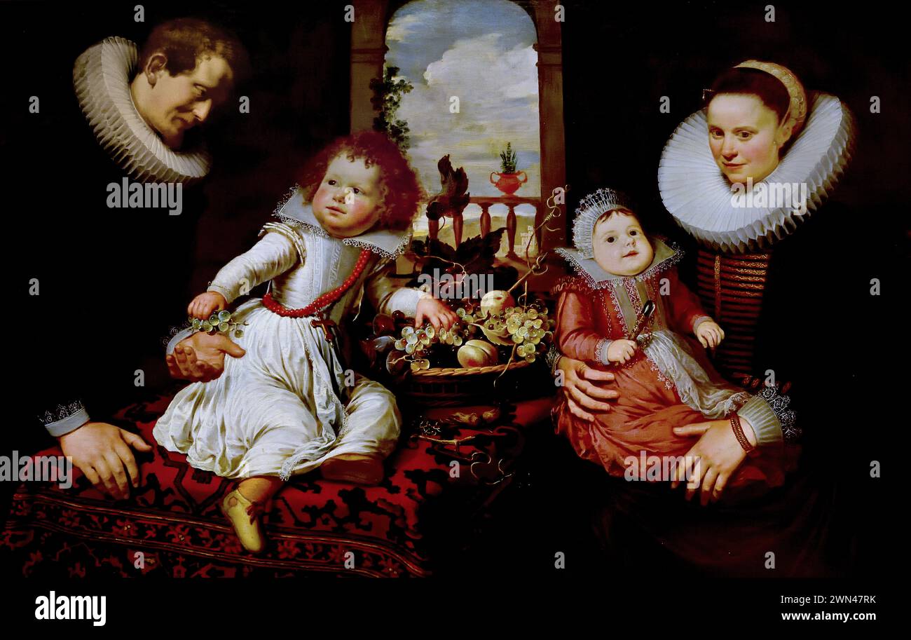 Porträt einer Familie im Süden, Niederlande, Holländer, 1. Viertel 17. Jahrhundert, Königliches Museum der Schönen Künste, Antwerpen, Belgien, Belgien. Stockfoto