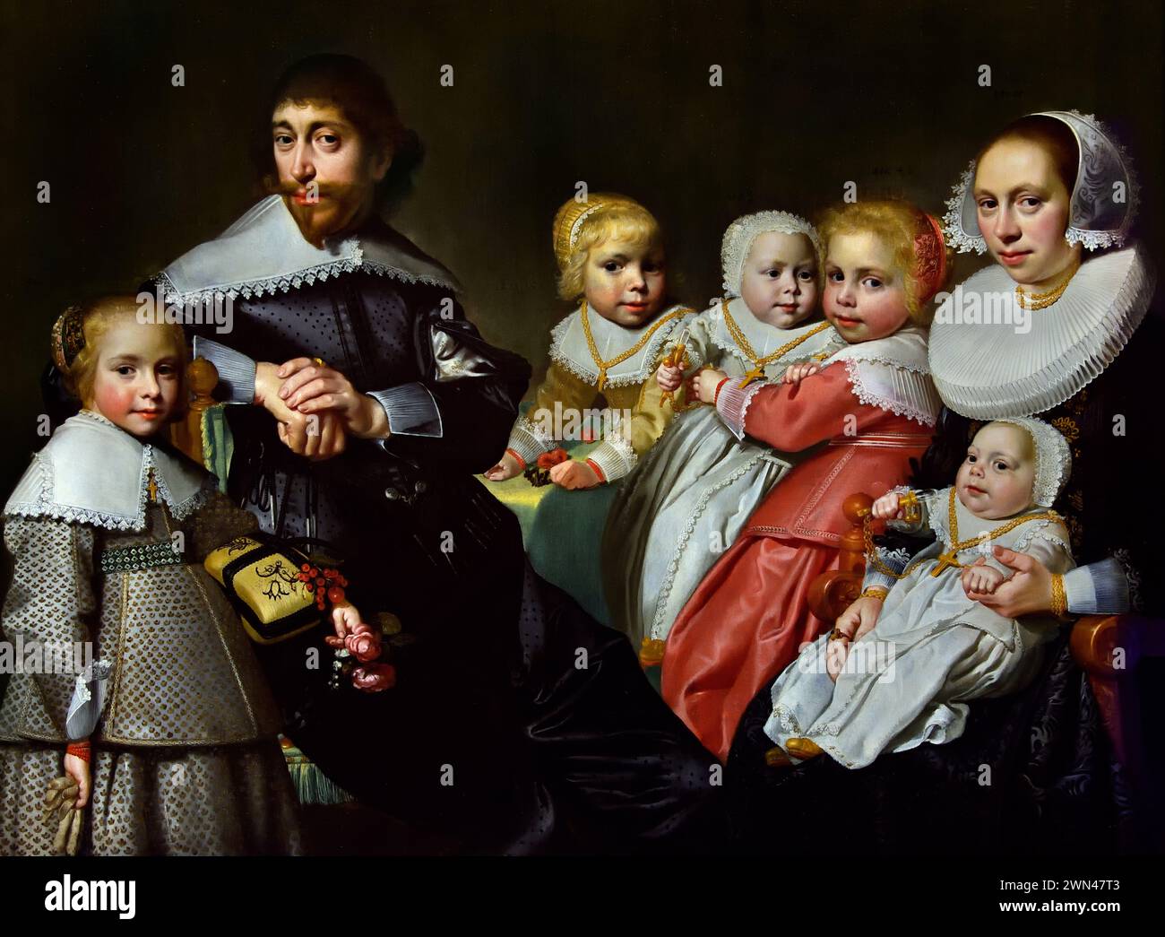 Doktor Cornelis van der Heijde und Ariaentgen Ariens de Buijser mit ihren Kindern von Jan Daemen cool 1589-1660 Niederlande, Niederlande, Königliches Museum der Schönen Künste, Antwerpen, Belgien, Belgien. Stockfoto